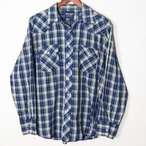 Wrangler Boys Western Shirt Size M Country Western Classic Blue Pearl Snap